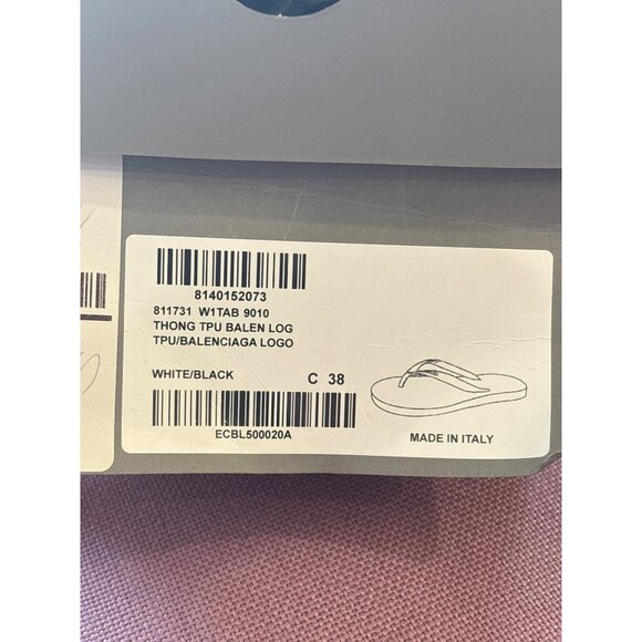 Balenciaga Thong Sandal in White & Black 38 With Box Womens Flip Flops - Picture 10 of 14